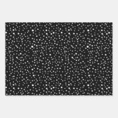 黒、白いクリスマス、木、水玉模様の休日 ラッピングペーパーシート (正面3)