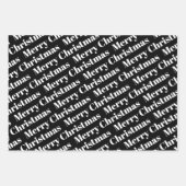 黒、白いクリスマス、木、水玉模様の休日 ラッピングペーパーシート (正面2)