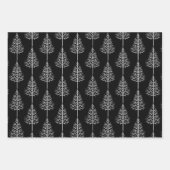 黒、白いクリスマス、木、水玉模様の休日 ラッピングペーパーシート (正面)