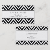 黒 + 白いシェブロンのファッションのスタイリストのテンプレート 名刺 (正面/裏面)