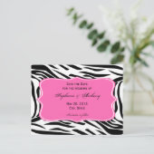 黒、白いゼブラ印刷、ホットピンク日付を保存 案内ポストカード (スタンド正面)