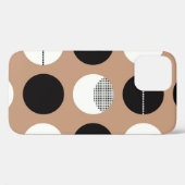黒、白い円、茶色の背景。 Case-Mate iPhoneケース (裏面 (横))