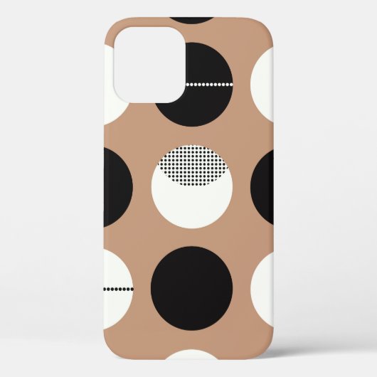 黒、白い円、茶色の背景。 Case-Mate iPhoneケース (裏面)