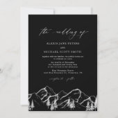 黒+白い山野外パインツリー結婚ズ 招待状 (正面)