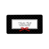 黒(白い水玉模様と赤いリボンアドレス) ラベル (正面)