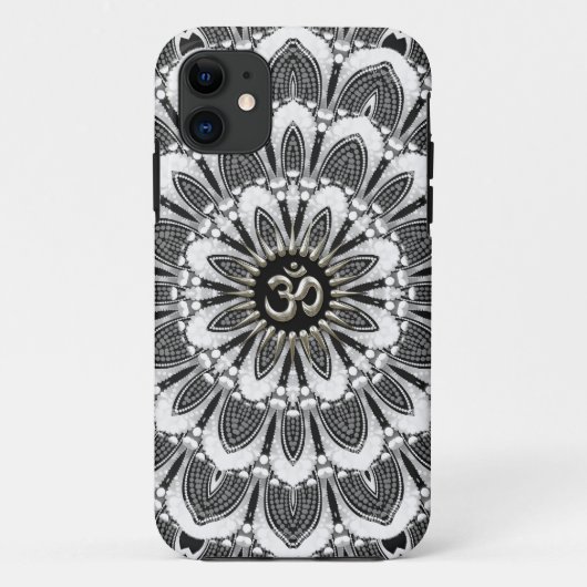 黒+白い花の銀Omの穹窖のiPhone 5 Case-Mate iPhoneケース (裏面)