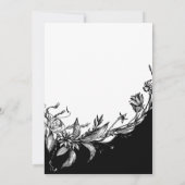 黒、白い花、タイポグラフィ婚約パーティ 招待状 (裏面)