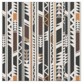 黒、白い茶色の種族パターン ファブリック (クローズアップ)