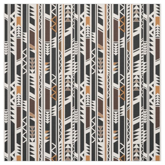 黒、白い茶色の種族パターン ファブリック (見本)