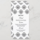 黒+白い雪片の冬のウェディングフードメニュー メニュー (正面/裏面)