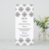 黒+白い雪片の冬のウェディングフードメニュー メニュー (スタンド正面)