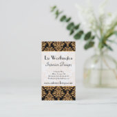 黒、白および金ゴールドの王室のな金めっきされたダマスク織 名刺 (スタンド正面)