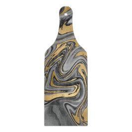 黒、白および金ゴールドマーブル油スリック抽象芸術 カッティングボード