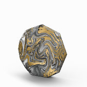 黒、白および金ゴールドマーブル油スリック抽象芸術 フォトブロック (右)