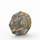 黒、白および金ゴールドマーブル油スリック抽象芸術 フォトブロック (左)