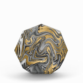 黒、白および金ゴールドマーブル油スリック抽象芸術 フォトブロック