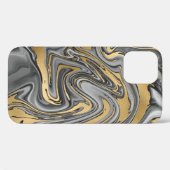 黒、白および金ゴールドマーブル油スリック抽象芸術 Case-Mate iPhoneケース (裏面 (横))