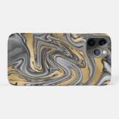 黒、白および金ゴールドマーブル油スリック抽象芸術 Case-Mate iPhoneケース (裏面(横))