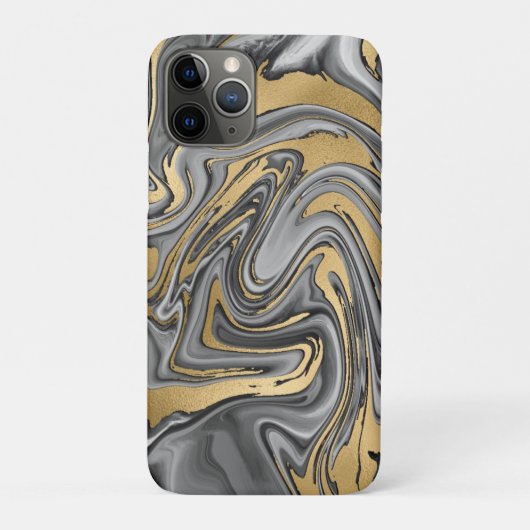 黒、白および金ゴールドマーブル油スリック抽象芸術 Case-Mate iPhoneケース (裏)