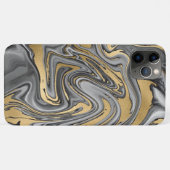 黒、白および金ゴールドマーブル油スリック抽象芸術 Case-Mate iPhoneケース (裏面(横))