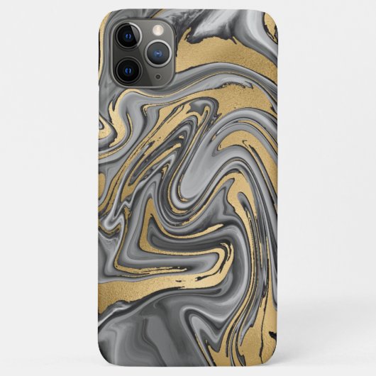 黒、白および金ゴールドマーブル油スリック抽象芸術 Case-Mate iPhoneケース (裏面)