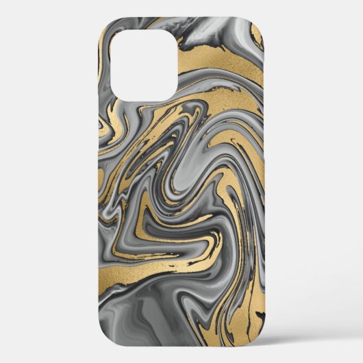 黒、白および金ゴールドマーブル油スリック抽象芸術 Case-Mate iPhoneケース (裏面)