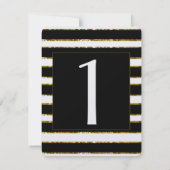黒、白とゴールドのグリッター ウェディング テーブル ナンバー 招待状 (裏面)