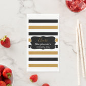 黒、白と金ゴールドストライプ誕生日パーティナプキ (インサイチュ)