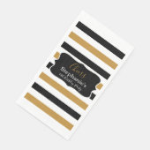 黒、白と金ゴールドストライプ誕生日パーティナプキ (コーナー)
