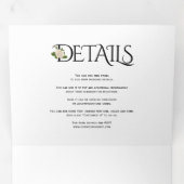 黒、白のイニシャルとアンパサンド、バラ結婚ズ 三つ折り招待状 (内部最初)