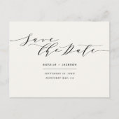 黒+白のエレガントな結婚式の日付を保存 ポストカード (正面)