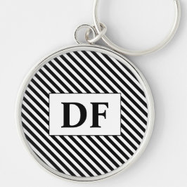 黒/白のキーストライプチェーン キーホルダー