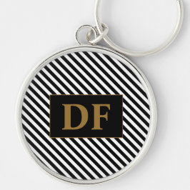 黒/白のキーストライプチェーン キーホルダー