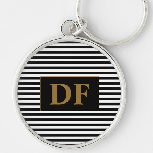 黒/白のキーストライプチェーン キーホルダー (正面)