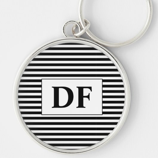 黒/白のキーストライプチェーン キーホルダー (正面)