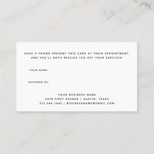 黒(白のスクリプトとハート) | 紹介カード (裏面)