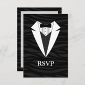 黒/白のタキシード 出欠カード (正面/裏面)