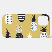 黒、白のパイナップル、黄色の背景 Case-Mate iPhoneケース (裏面 (横))