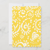 黒/白のペインターのウサギ(黄色のペイズリー) ノートカード (裏面)