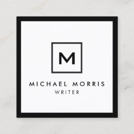 黒/白のボックスのロゴモノグラム スクエア名刺