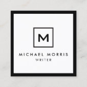 黒/白のボックスのロゴモノグラム スクエア名刺 (正面)