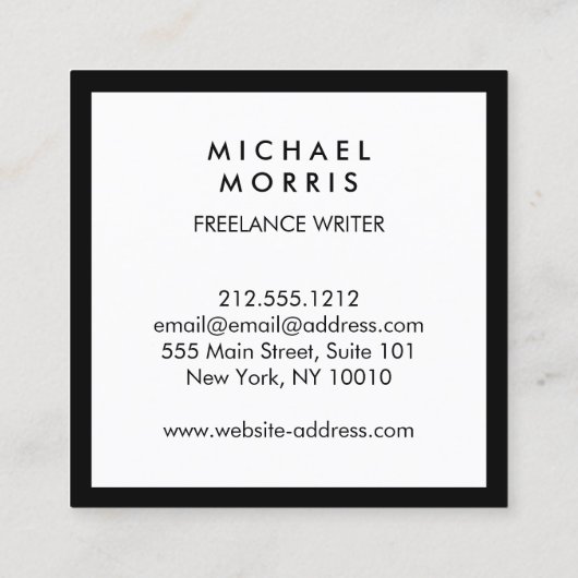 黒/白のボックスのロゴモノグラム スクエア名刺 (裏面)