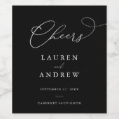 黒(白のワイ結婚ンラベル) ワインラベル (シングルラベル)