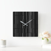 黒/白の不スタイリッシュ整なストライプ スクエア壁時計 (ホーム)