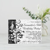 黒/白の噴水の渦巻き誕生日パーティー 招待状 (スタンド正面)