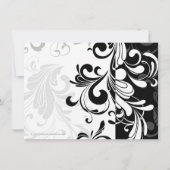 黒/白の噴水の渦巻き誕生日パーティー 招待状 (裏面)