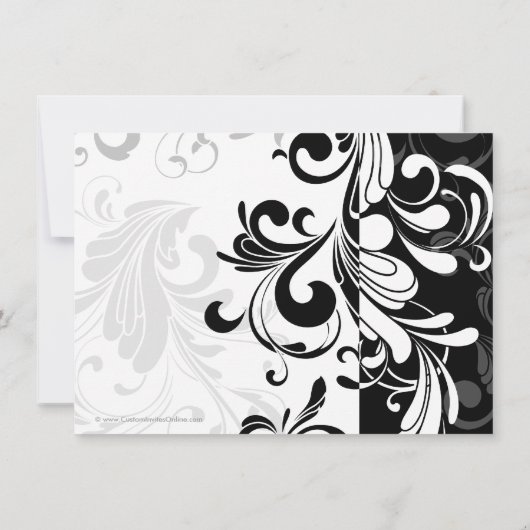 黒/白の噴水の渦巻き誕生日パーティー 招待状 (裏面)