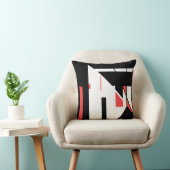 黒、白の対角に赤の幾何学的デザイン クッション (椅子)