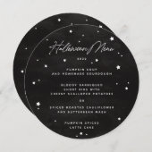 黒/白の散らばる星のスクエア/ラウンド ハロウィン メニュー (正面/裏面)