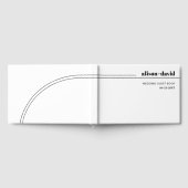 黒、白の曲線とタイポグラフィ結婚の ゲストブック (全面)